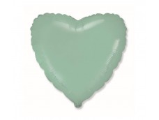 Folijas balons sirds, zaļa, pastel, nespīdīga, 46cm