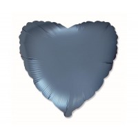Folijas balons sirds, zila, dūmakaini 46cm, Flexmetal
