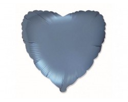 Folijas balons sirds, zila, dūmakaini 46cm, Flexmetal