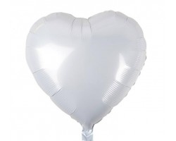 Folijas balons sirds, balta, 46cm