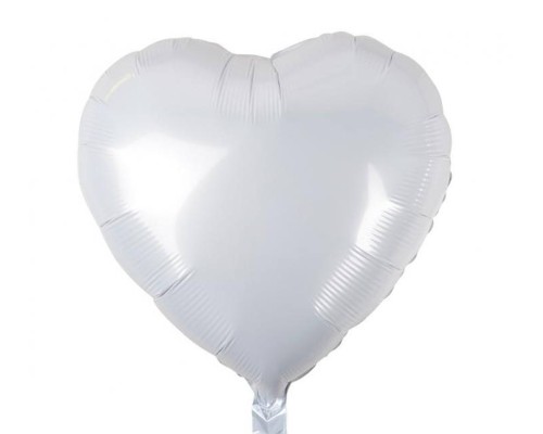 Folijas balons sirds, balta, 46cm