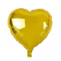 Folijas balons sirds, zelta,  spīdīga, 46cm