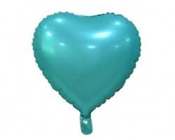 Folijas balons sirds, zaļa, mint/tirkīza, matēta, 46cm