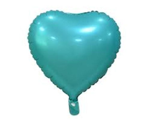 Folijas balons sirds, zaļa, mint/tirkīza, matēta, 46cm