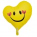 Folijas balons Mīlu - sirds, dzeltena, smaidīga, 35cm
