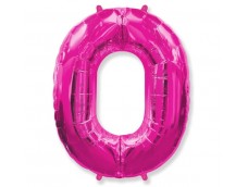 Folijas balons 96cm XXL - cipars 0, rozā, fuksiju, Flexmetal, arī virtenēm