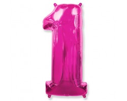 Folijas balons 96cm XXL - cipars 1, rozā, fuksiju, Flexmetal Folijas balons 96cm XXL - cipars 1, rozā, fuksiju, Flexmetal