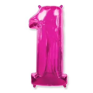 Folijas balons 96cm XXL - cipars 1, rozā, fuksiju, Flexmetal Folijas balons 96cm XXL - cipars 1, rozā, fuksiju, Flexmetal