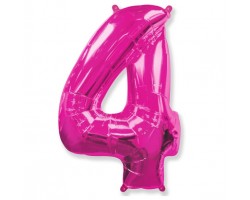 Folijas balons 96cm XXL - cipars 4, rozā, fuksiju, Flexmetal Folijas balons 96cm XXL - cipars 4, rozā, fuksiju, Flexmetal