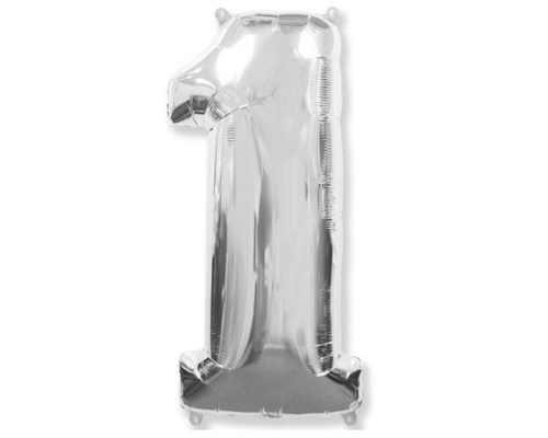 Folijas balons 96cm XXL - cipars 1, sudraba, Flexmetal