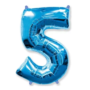 Folijas balons 96cm XXL - cipars 5, zils, Flexmetal Folijas balons 96cm XXL - cipars 5, zils, Flexmetal