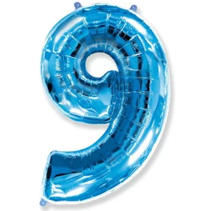Folijas balons 96cm XXL - cipars 9, zils, Flexmetal Folijas balons 96cm XXL - cipars 9, zils, Flexmetal