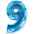 Folijas balons 96cm XXL - cipars 9, zils, Flexmetal