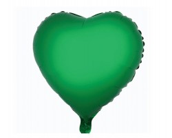 Folijas balons sirds, zaļa, spīdīga, 46cm 