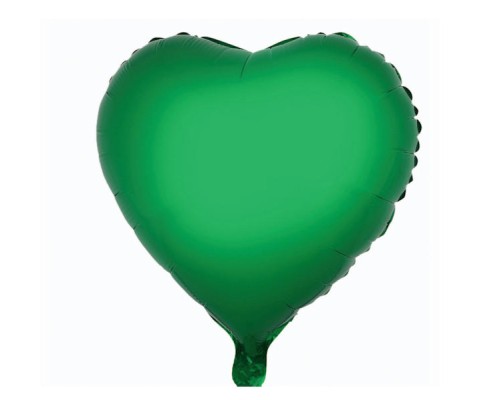 Folijas balons sirds, zaļa, spīdīga, 46cm 