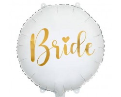 Folijas balons "Bride", 45cm, balts, nespīdīgs, aplis