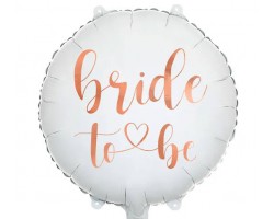 Folijas balons "bride to be", 45cm, balts, nespīdīgs, aplis