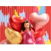 Folijas balons sirds, zelta, rozā, 75cm Folijas balons sirds, zelta, rozā, 75cm