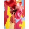 Folijas balons sirds, zelta, rozā, 75cm Folijas balons sirds, zelta, rozā, 75cm