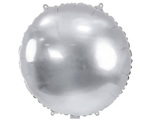 Folijas balons 59cm, aplis, sudraba