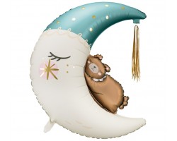 Folijas balons Debesis - Teddy bear on the moon, zils, 60cm