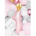 Folijas balons 90cm XL - cipars 1, rozā gaiši, ar zelta kroni