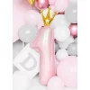 Folijas balons 90cm XL - cipars 1, rozā gaiši, ar zelta kroni Folijas balons 90cm XL - cipars 1, rozā gaiši, ar zelta kroni