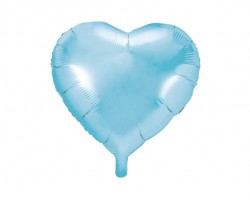 Folijas balons sirds, zila, gaiši, spīdīga, 45cm