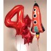 Folijas balons Kosmoss -  Raķete, sarkana, 44 x 115 cm