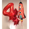Folijas balons Kosmoss -  Raķete, sarkana, 44 x 115 cm