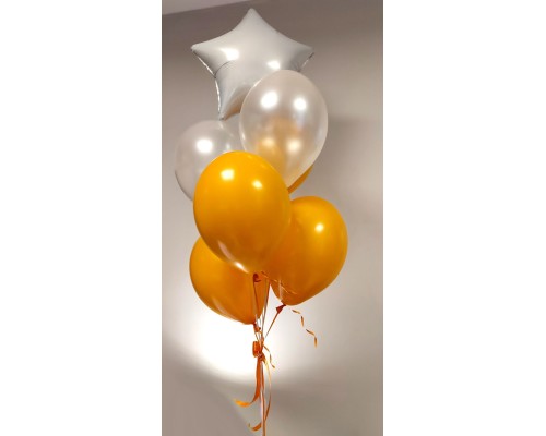 7 balonu pušķis ar folijas zvaigznīti