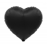 Folijas balons sirds, melna, matēta, 46cm