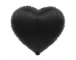 Folijas balons sirds, melna, matēta, 46cm