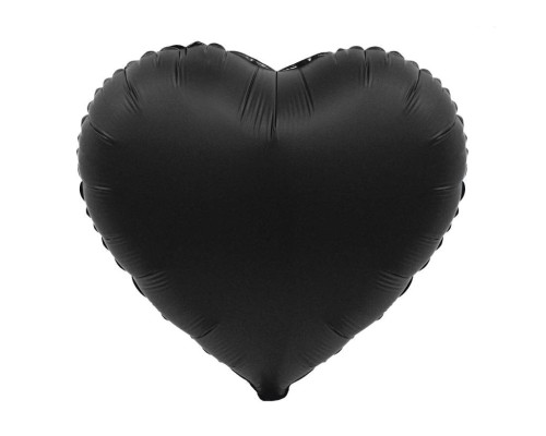 Folijas balons sirds, melna, matēta, 46cm