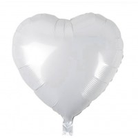 Folijas balons sirds, balta, pusmatēta, 46cm