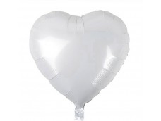 Folijas balons sirds, balta, pusmatēta, 46cm