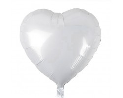 Folijas balons sirds, balta, pusmatēta, 46cm