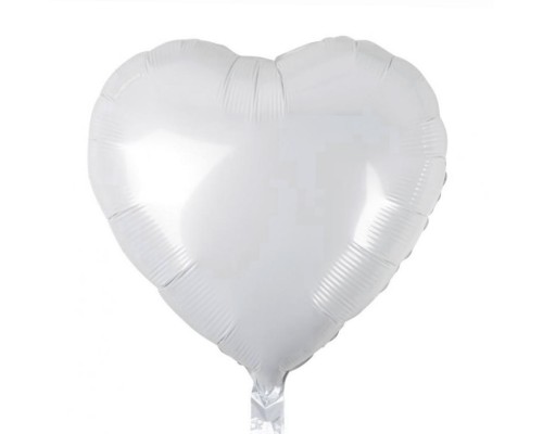 Folijas balons sirds, balta, pusmatēta, 46cm