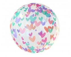 Folijas balons Mīlu - Sirsniņas, 46cm bumba, crystal