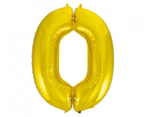 Folijas balons 86cm XL - cipars 0, zelts