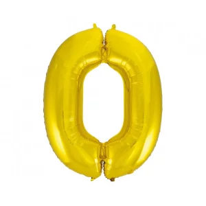 Folijas balons 86cm XL - cipars 0, zelts Folijas balons 86cm XL - cipars 0, zelts