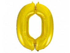 Folijas balons 96cm XXL - cipars 0, zelta
