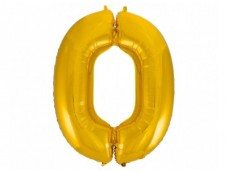 Folijas balons 96cm XXL - cipars 0, zelta
