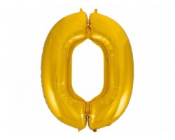 Folijas balons 96cm XXL - cipars 0, zelta
