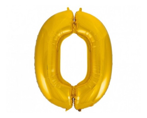 Folijas balons 96cm XXL - cipars 0, zelta