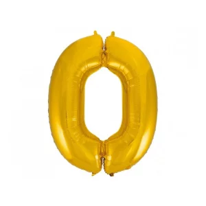 Folijas balons 92cm XXL - cipars 0, zelta Folijas balons 92cm XXL - cipars 0, zelta