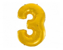 Folijas balons 96cm XXL - cipars 3, zelta