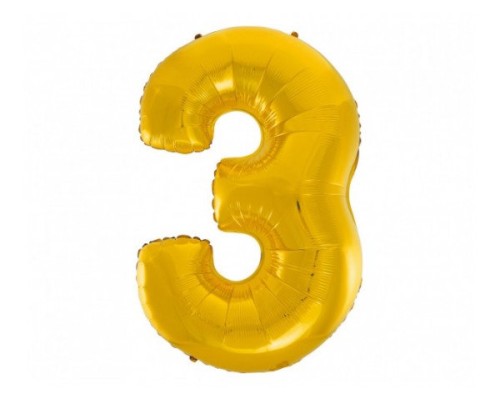 Folijas balons 96cm XXL - cipars 3, zelta