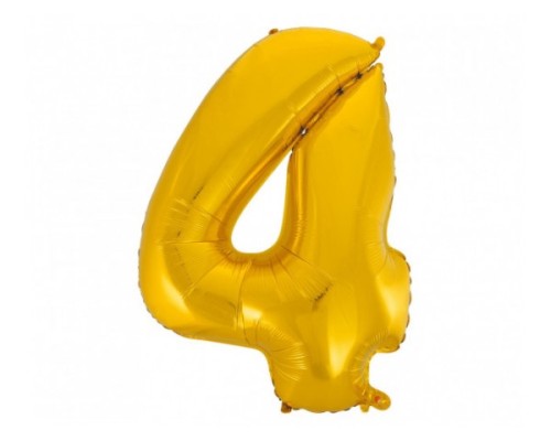 Folijas balons 96cm XXL - cipars 4, zelta