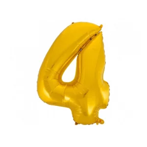 Folijas balons 92cm XXL - cipars 4, zelta Folijas balons 92cm XXL - cipars 4, zelta
